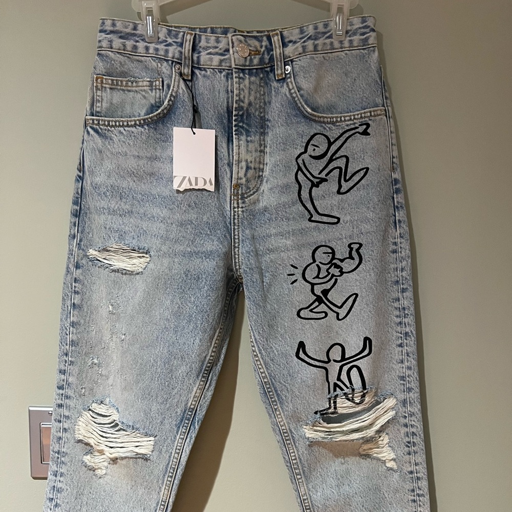 Zara loose cropped jeans size 30